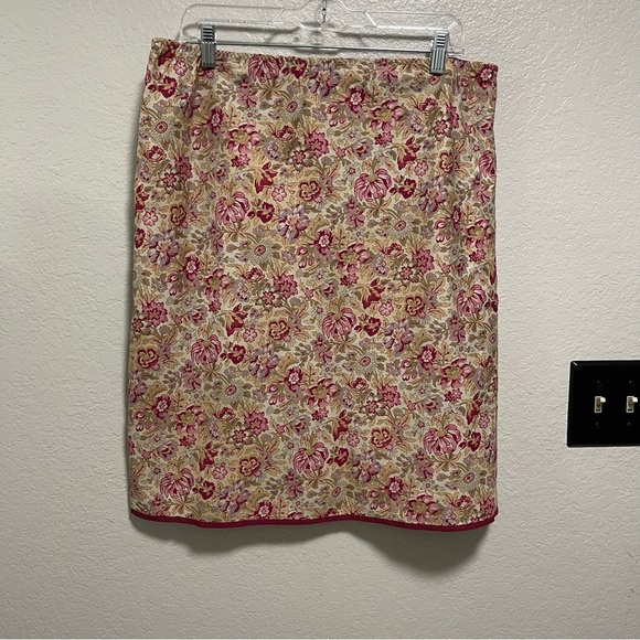 Banana Republic Linen Blend Midi Floral Pull On Skirt Size 14 - Picture 1 of 5